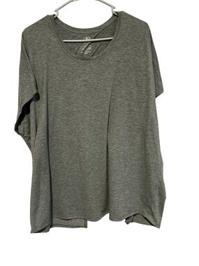 Women’s Grey Athletic Short Sleeve Tee Shirt With A V Open Back Size XL